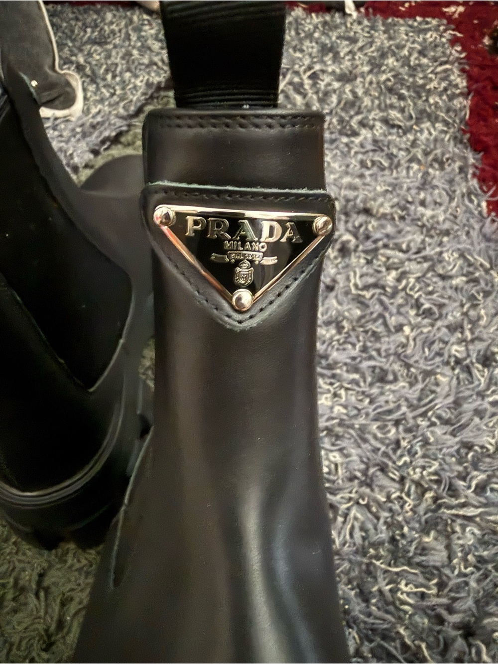 Prada Women’s Black Lug Sole Leather Chelsea Boots - Picture 6 of 8